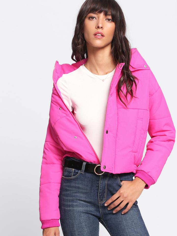 Shein Drawstring Back Short Padded Coat