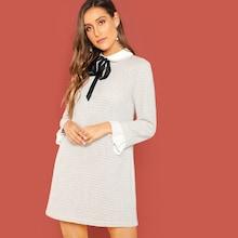 Shein Contrast Collar And Cuff Dress