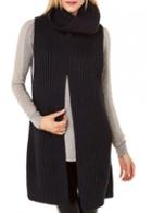 Rosewe Chic Sleeveless Black Knitting Wool Sweaters With Turtleneck