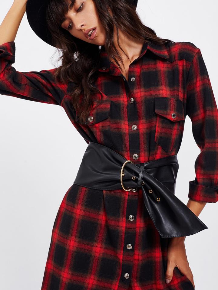 Shein Circle Buckle Faux Leather Belt