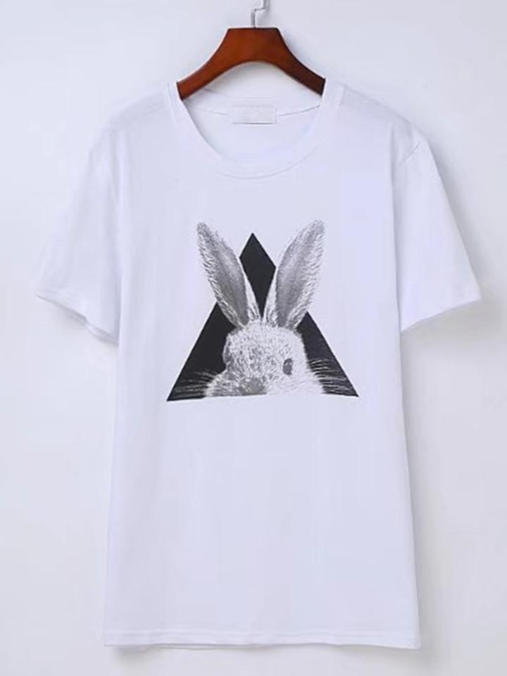 Shein Rabbit Print Short Sleeve Tee