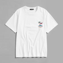 Shein Men Short Sleeve Embroidered Tee