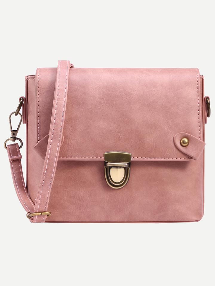 Shein Pink Faux Leather Pushlock Crossbody Bag