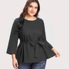 Shein Plus Self Tie Solid Blouse