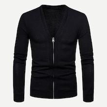 Shein Men Solid Zip Sweater Coat