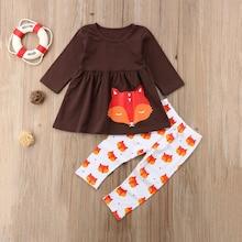 Shein Toddler Girls Halloween Fox Pattern Top With Pants