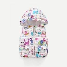 Shein Toddler Girls Cartoon Print Hooded Vest