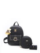Shein Star Studded Decor Backpack With Bear Charm 3pcs