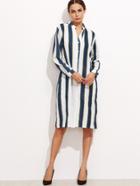 Shein Contrast Vertical Striped Slit Side Shirt Dress