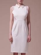 Shein White Crochet Hollow Out Knee Length Sheath Dress