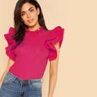 Shein Exaggerate Ruffle Trim Pleated Panel Top