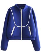 Shein Royal Blue Stand Collar Pocket Jacket