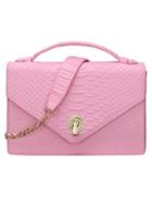 Shein Pink Crocodile Embossed Turnlock Flap Chain Bag