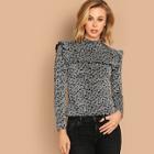 Shein Mock Neck Leopard T-shirt