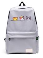 Shein Cat Print Pocket Front Canvas Backpack