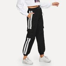 Shein Elastic Waist Drawstring Striped Pants