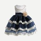 Shein Girls Pearl Beaded Tiered Mesh Ball Gown