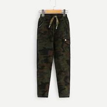 Shein Toddler Boys Pocket Side Letter Drawstring Camo Jeans