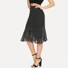 Shein Ruffle Hem Dot Print Skirt