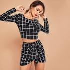 Shein Plaid Crop Top & Skirt Co-ord