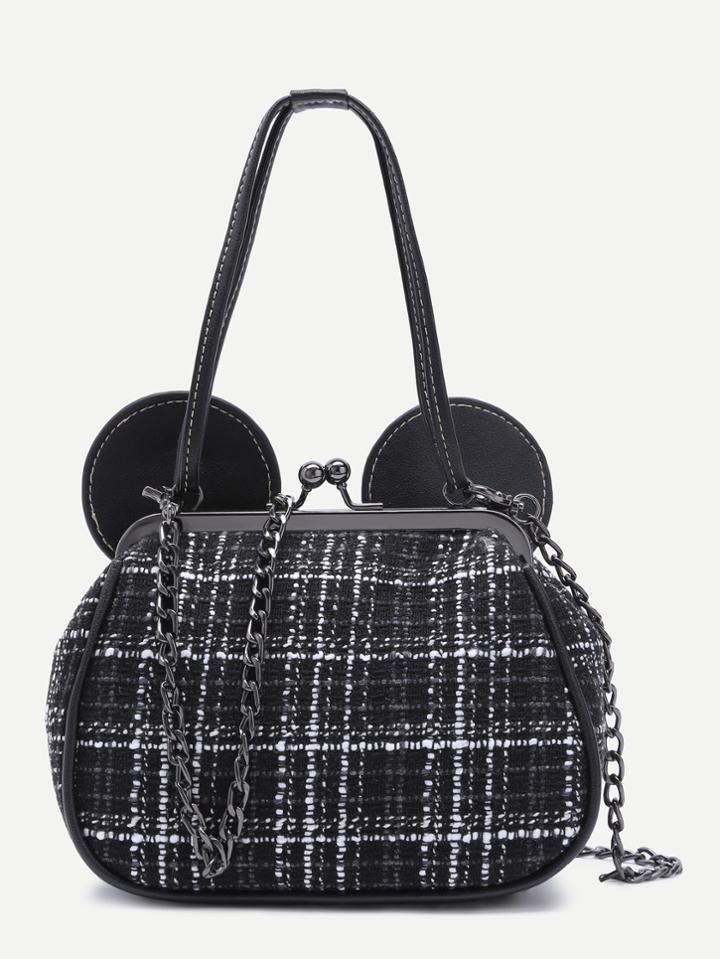 Shein Black Cloth Chain Bag With Ear