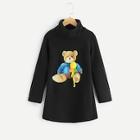 Shein Toddler Girls Contrast Bear Longline Sweatshirt