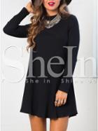 Shein Black Long Sleeve Designer Casual Dress