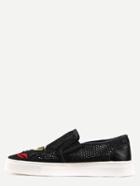 Shein Black Embroidery Hollow Mesh Flats
