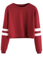Shein Varsity Striped Sleeve Crop T-shirt