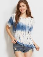 Shein Navy Tie Dye Print Short Sleeve T-shirt