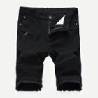 Shein Men Zip Decoration Raw Hem Denim Shorts