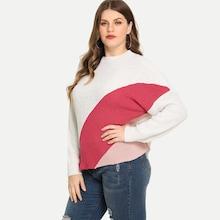 Shein Plus Color Block Drop Shoulder Sweater