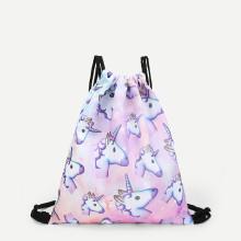 Shein Unicorn Print Drawstring Backpack