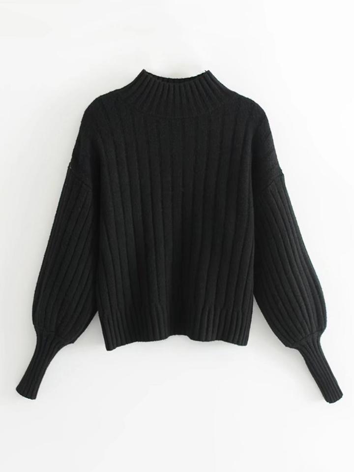Shein Lantern Sleeve Ribbed Sweater