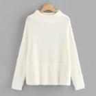 Shein Fluffy Cuff And Hem Funnel Neck Sweater