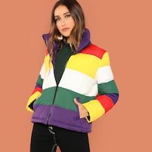 Shein Color Block Puffer Coat