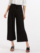 Shein Windowpane Print Tie Waist Wide Leg Pants