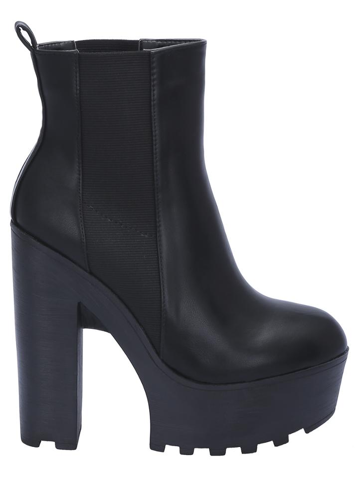 Shein Black Platform Chunky Boots