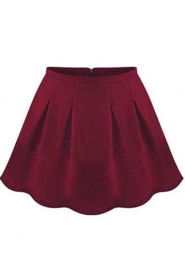 Rosewe Sweet Zip Closure Wine Red Pleated Skirts For Lady