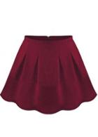 Rosewe Sweet Zip Closure Wine Red Pleated Skirts For Lady