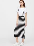 Shein Back And White Striped Overall Dress