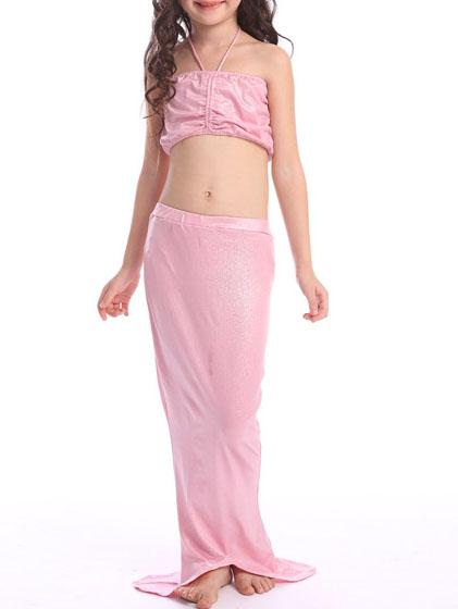 Shein Metallic Pink 3pcs Mermaid Swimwear