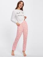 Shein Eye Print Top & Star Print Sweatpants Pajama Set