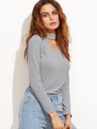 Shein Grey Cutout Front Ribbed Sweater