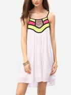 Shein White Spaghetti Strap Geometric Sequeined Swing Dress