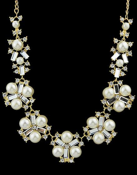 Shein White Pearl Gold Necklace