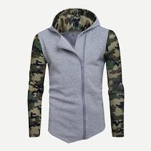 Shein Men Contrast Camouflage Hooded Jacket