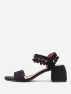 Shein Pom Pom Detail Block Heeled Sandals