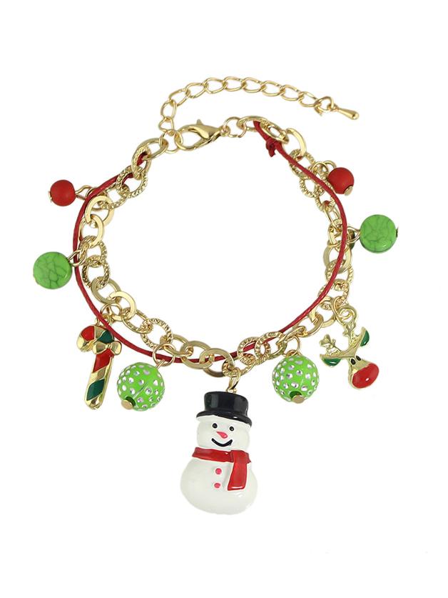 Shein New Christmas Gift Colorful Balls Snowman Deer Charms Bracelet