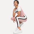 Shein Cut And Sew Crop Top And Drawstring Waist Leggings Set